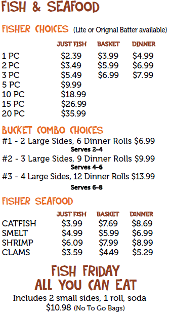 Chicken Coop Menu - Seafood